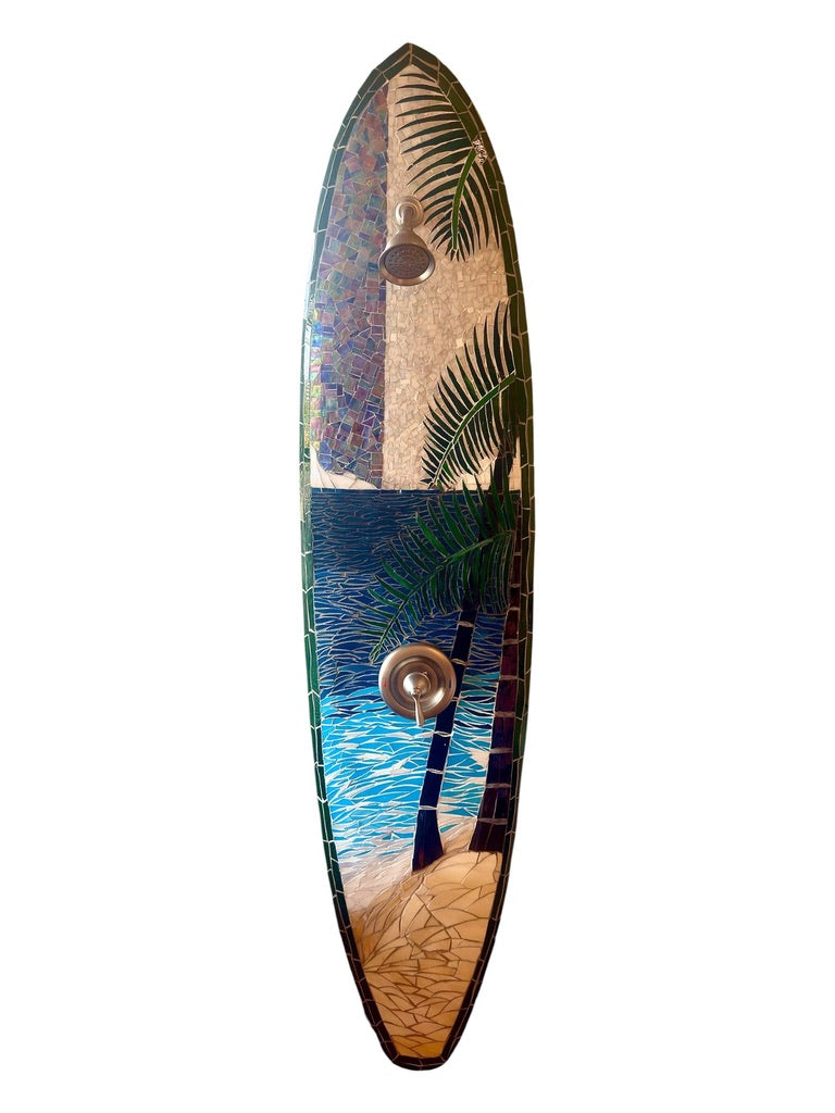Hawaiian Holiday - Steve Hashi Glass Mosaic Surfboard Shower