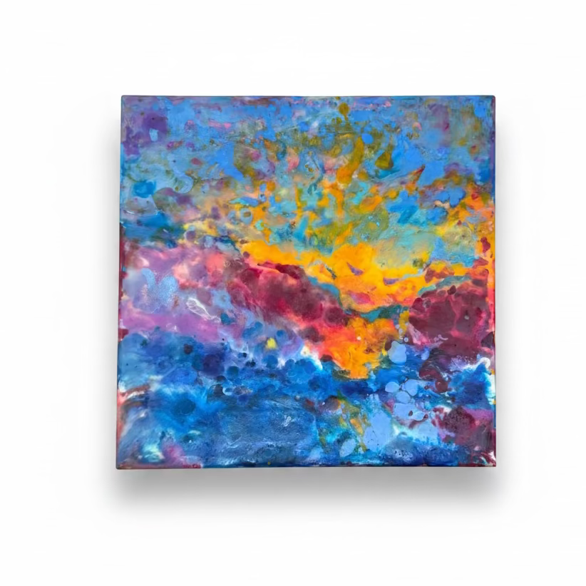 Colorful abstract and textured painting.