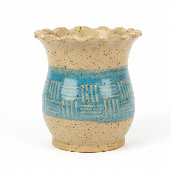 Blue Cross Hatch Vase - Suzy Sanxter