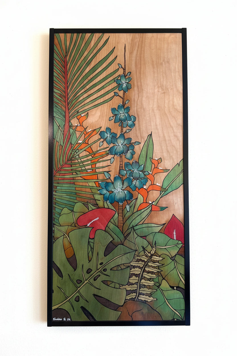 Tropical Flora - Kealoha Pa Original Batik Painting on wood