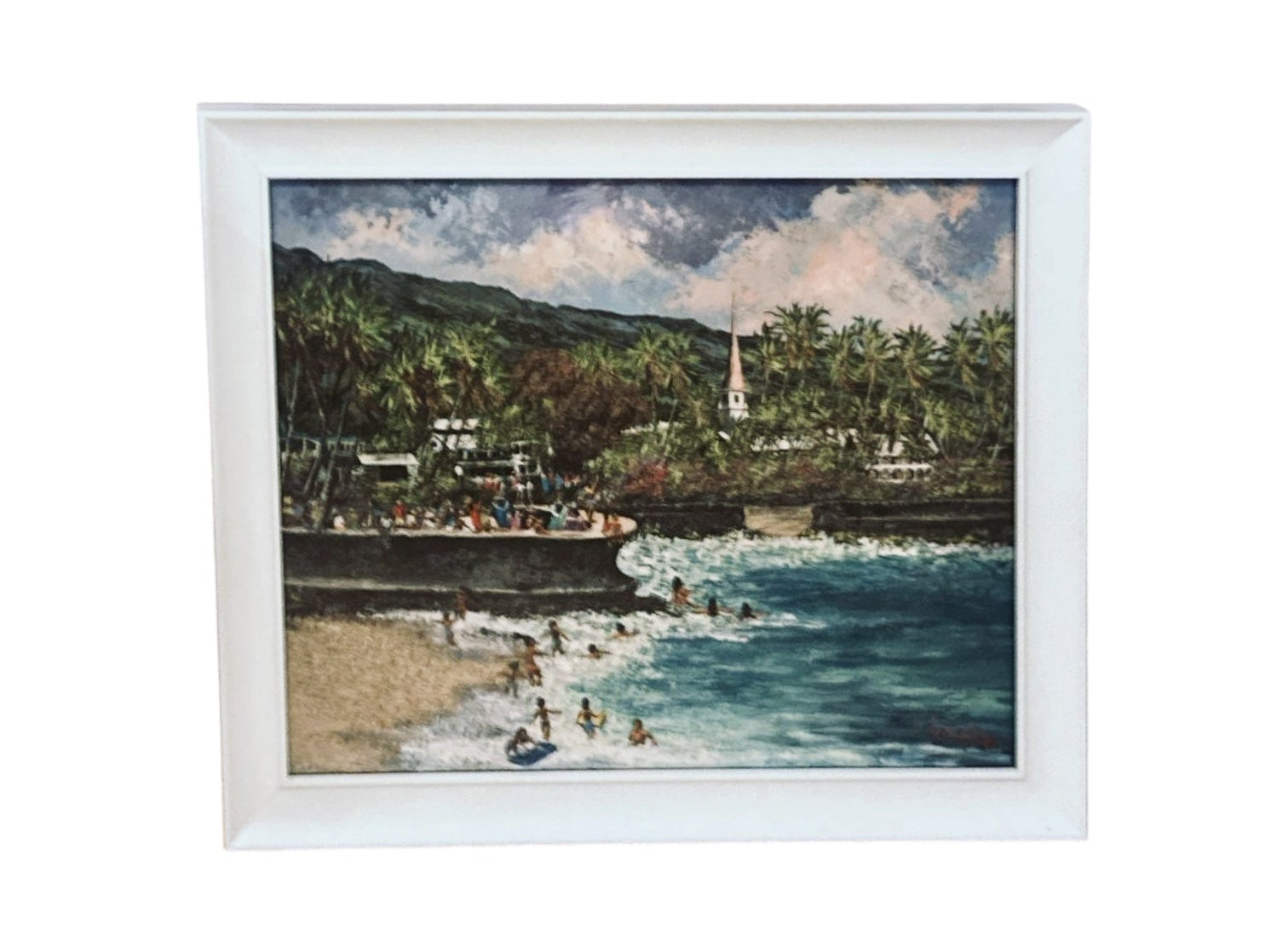 painting of kailua kona hawaii beach scene