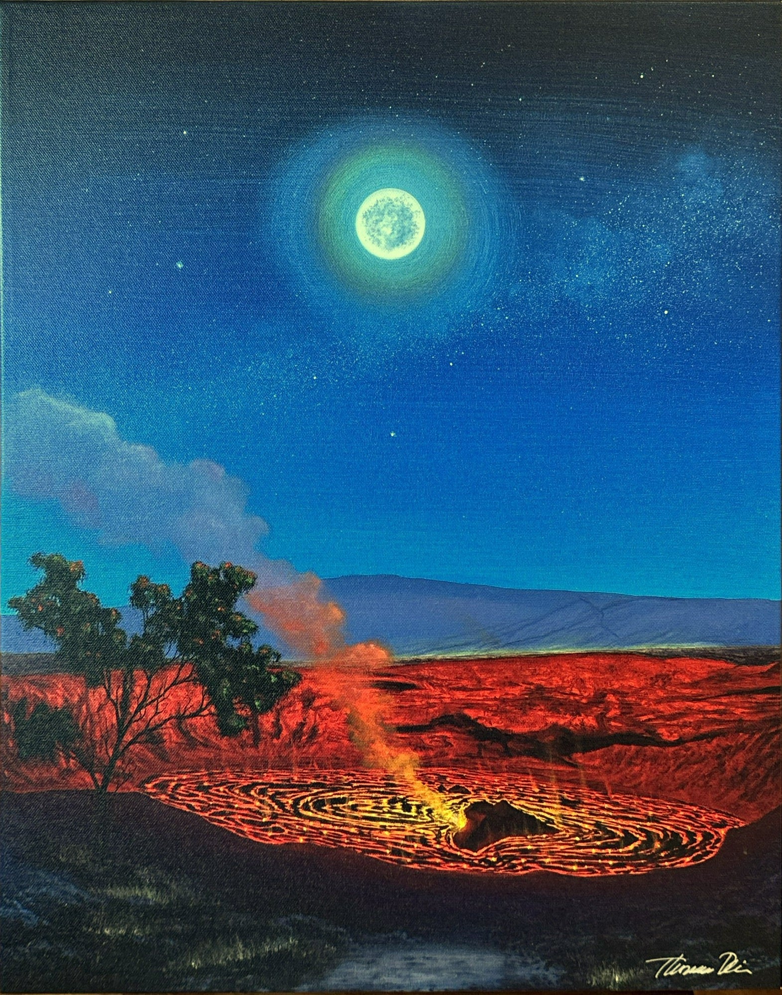 Halema'uma'u Full Moon - Thomas Deir Giclee 16x20