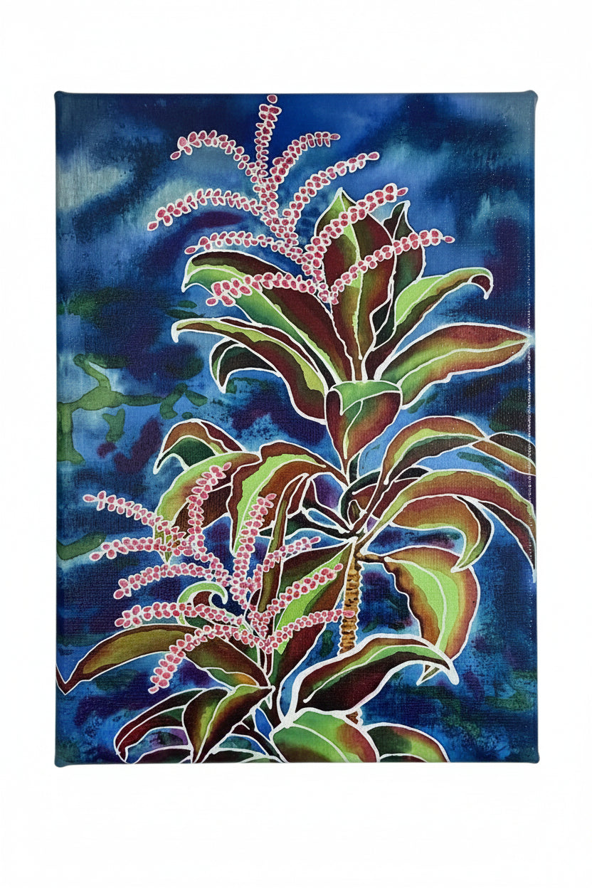 mini Hawaiian Ti plant painting, wrapped canvas print